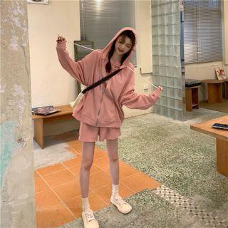 Set: Hood Zip Jacket + Long-sleeve T-shirt + Shorts