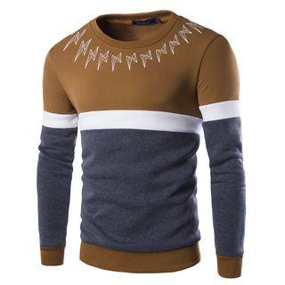 Flash Print Color Block Sweat Shirt