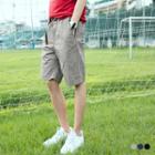 Faintly Gridded Elastic Waist Bermudas Shorts