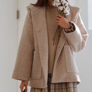 Hooded Drop-shoulder Boxy Jacket