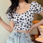 Floral Short-sleeve Cropped Top