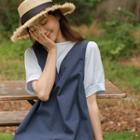 Round-neck Crinkled Checked Blouse