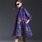 Floral Embroidered Open Front Jacket