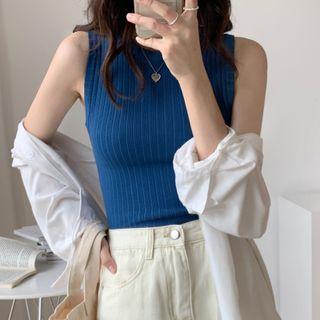 Plain Round-neck Sleeveless Tank Top
