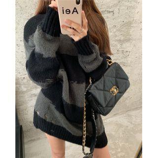 Striped Sweater Black & Gray - One Size
