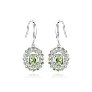 Sterling Silver Fashion And Elegant Geometric Earrings With Green Cubic Zirconia Silver - One Size