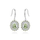 Sterling Silver Fashion And Elegant Geometric Earrings With Green Cubic Zirconia Silver - One Size