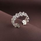 Alloy Leaf Open Ring Silver - One Size