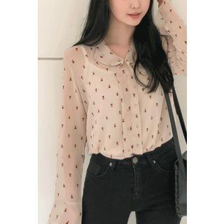 Pattern Chiffon Half-placket Blouse