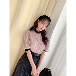 Puff-sleeve Frilled Tulle Blouse