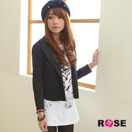 One-Button Lapel Blazer Black - M