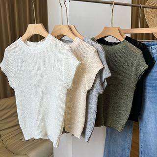 Sleeveless Plain Light Knit Top