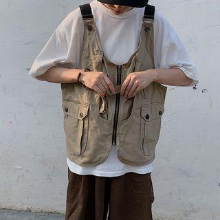 Zip Cargo Vest / Wide-leg Pants