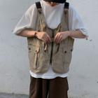 Zip Cargo Vest / Wide-leg Pants