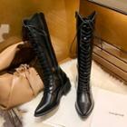 Pointy-toe Lace-up Tall Boots