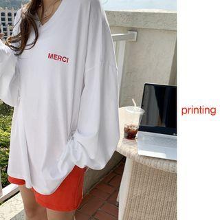 Merci V-neck Oversize T-shirt White - One Size