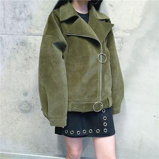 Plain Loose-fit Biker Jacket