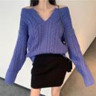 Off-shoulder Cable-knit Loose-fit Sweater