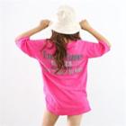 U-neck Letter Print T-shirt