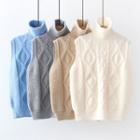 Cable Knit Turtleneck Sweater Vest