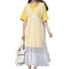 Set: Short-sleeve T-shirt + Mesh Sleeveless Dress