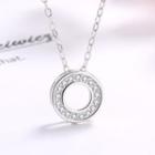925 Sterling Silver Rhinestone Circle Pendant Necklace As Shown In Figure - One Size