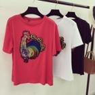 Rooster Applique Short-sleeve T-shirt