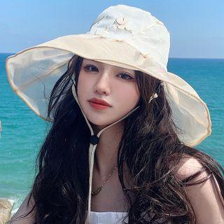 Lace-up Floral Print Wide Brim Bucket Hat