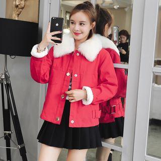 Furry-trim Buttoned Jacket