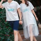 Couple Matching Lettering T-shirt Dress / Lettering T-shirt