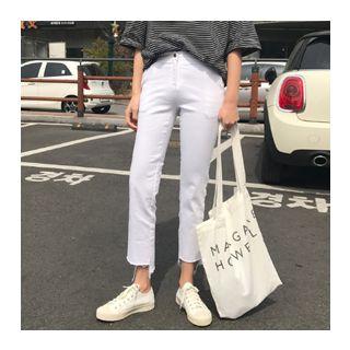 Asymmetric-hem Cotton Pants