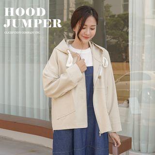 Diagonal-pocket Oversized Zip-up Hoodie