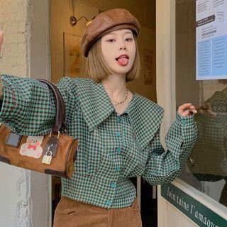 Collar Houndstooth Blouse