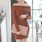 Long-sleeve Off-shoulder Sheath Dress
