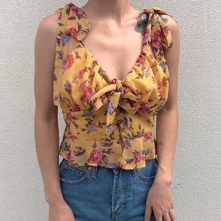 Ruffle Floral Strappy Top