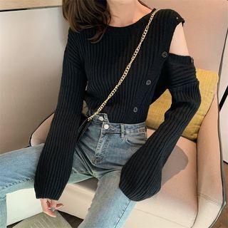 Buttoned Cutout Sweater