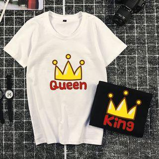 Couple Matching Crown Print Short Sleeve T-shirt