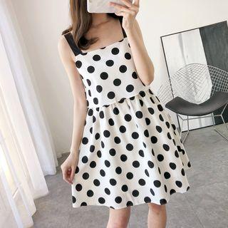 Mock Two-piece Dotted Sleeveless Dress