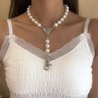 Faux Pearl Geometric Alloy Y Necklace