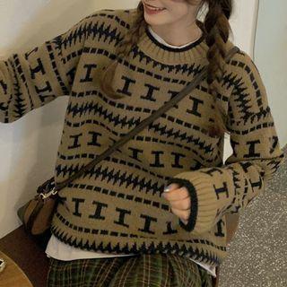 Patterned Hoodie Khaki - One Size