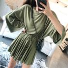 Set: Plain Loose-fit T-shirt + High-waist Skort