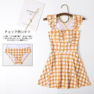 Sleeveless Gingham Swim Dress