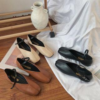 Square-toe Ankle Strap Flats