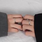 Set Of 2: Couple Matching Sterling Silver Ring 1 Pair - Women & Men - Silver - One Size