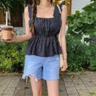 Square-neck Floral Print A-line Tank Top