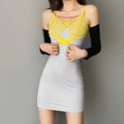 Cold-shoulder Color Block Sheath Dress
