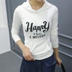 Letter-embroidered Slim-fit Hoodie
