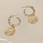 Alloy Coin Dangle Earring 1 Pair - Gold - One Size