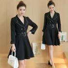 Contrast Stitching Double-breasted A-line Dress