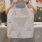 Triangle Patterned Canvas Shopper Bag